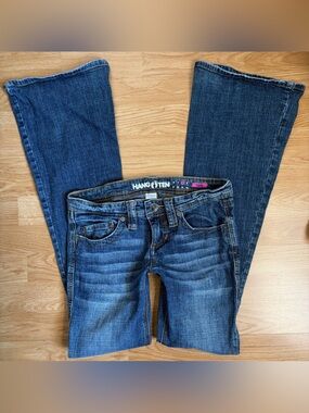 Y2k Low Rise Hang Ten Women's Dark Blue Flare Jeans